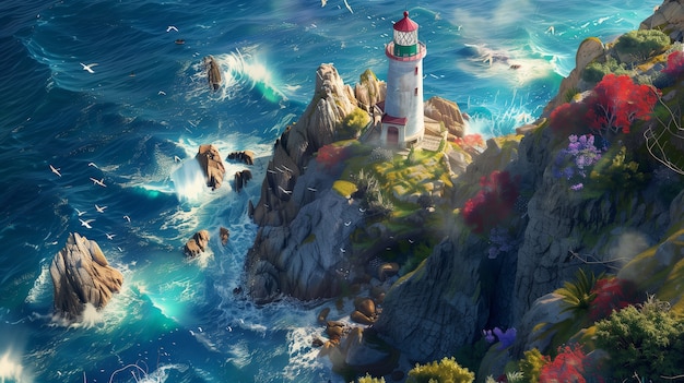 Free photo coastal landscape in fantasy style