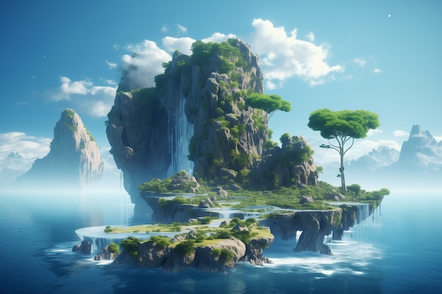 Free photo coastal landscape in fantasy style