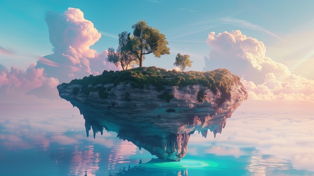 Free photo coastal landscape in fantasy style