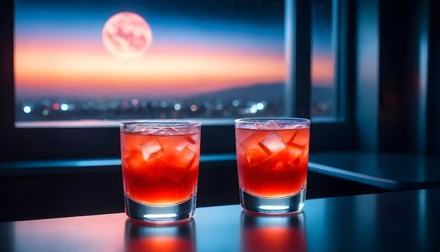 Cocktail refreshment in neo-futuristic style