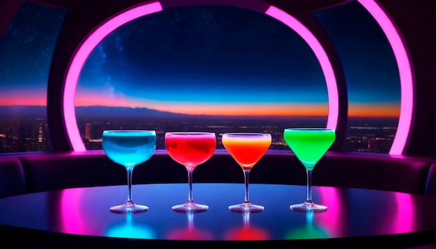 Free photo cocktail refreshment in neo-futuristic style