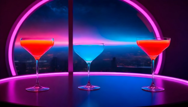 Free photo cocktail refreshment in neo-futuristic style