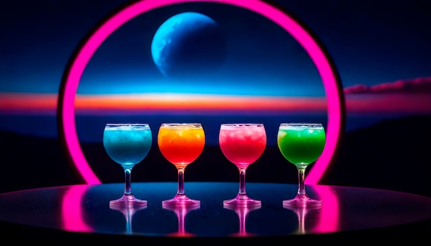 Free photo cocktail refreshment in neo-futuristic style