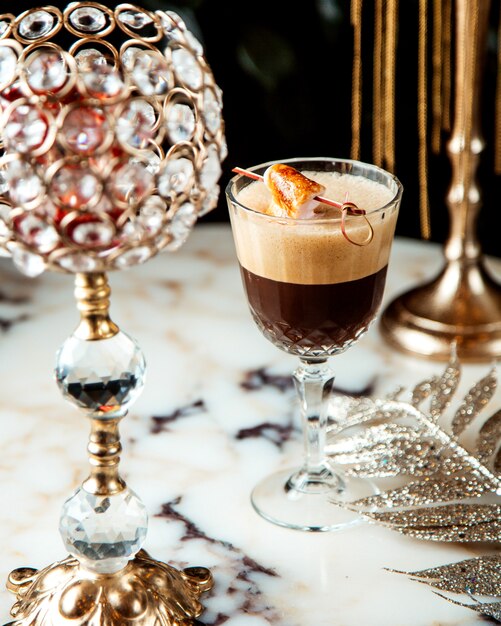 Cocktail served in a crystal glass