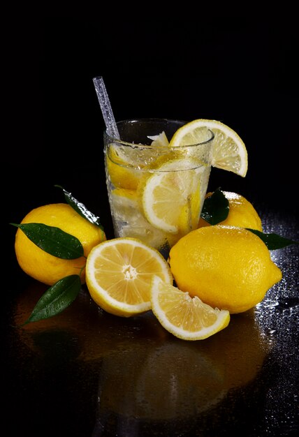 Cocktail with fresh lemons