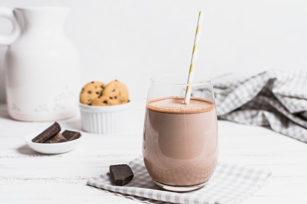 Cocoa in glass on table