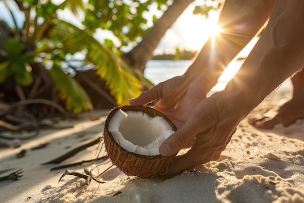 Free Photo coconut on the beach cinematic style