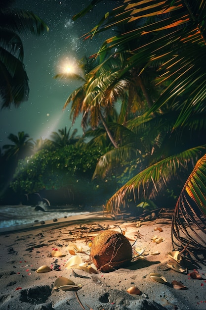 Free Photo coconut on the beach cinematic style