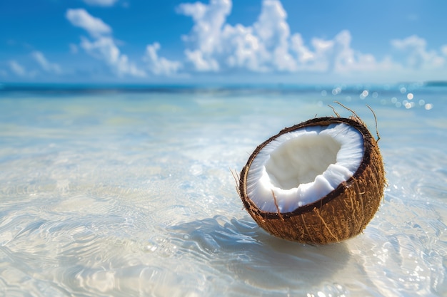 Free photo coconut on the beach cinematic style