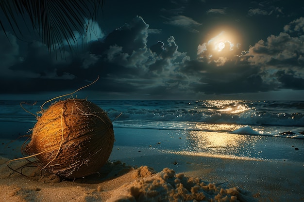 Free Photo coconut on the beach cinematic style