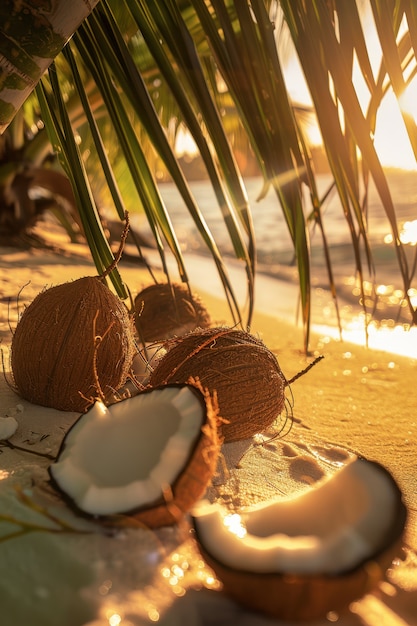 Coconut on the beach cinematic style