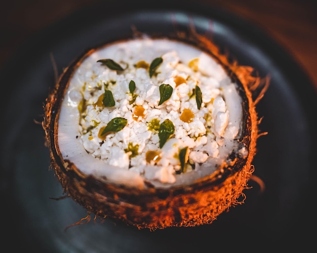 Free Photo coconut pudding dessert