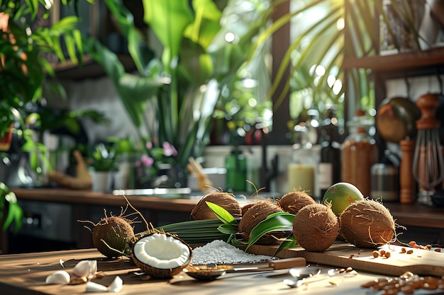 Free photo coconut still life