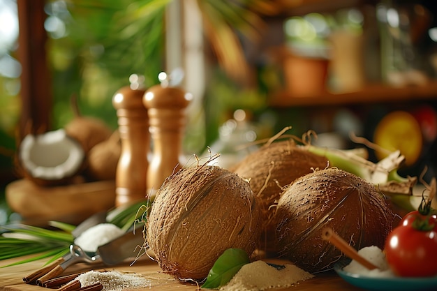 Free Photo coconut still life