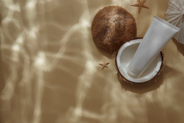 Free photo coconut underwater still life