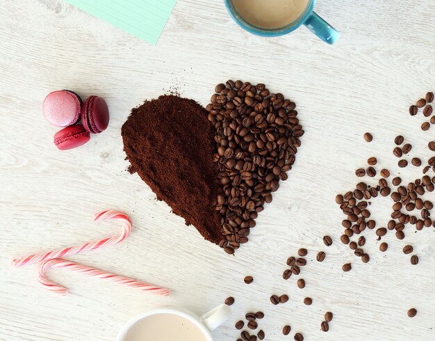 Coffee beans heart