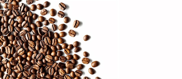 Free photo coffee beans top view on a white background