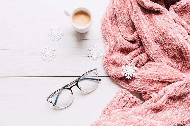 Coffee cup with small snowflakes 