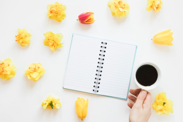 Coffee and flowers