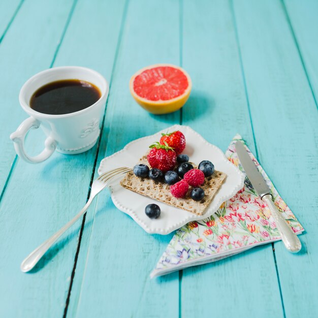 Coffee, grapefruit and berries