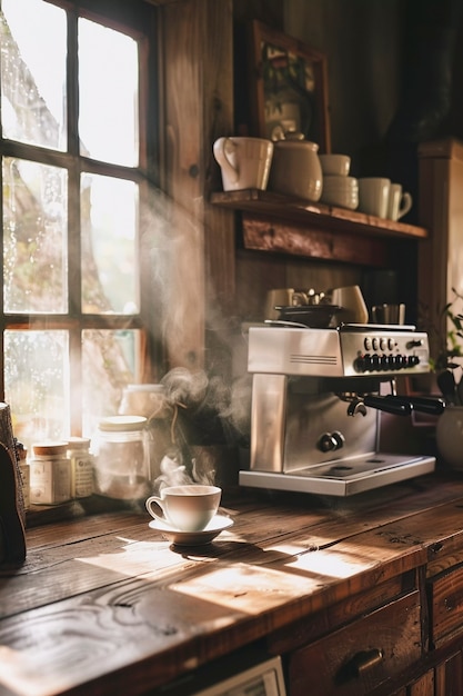 Free photo coffee machine making a perfect cup of coffee