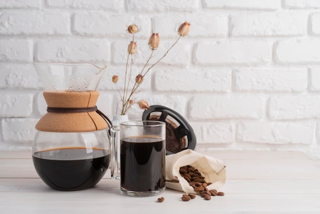 Coffee maker machine on table