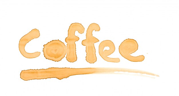 coffee stains word " Coffee " isolated on white background