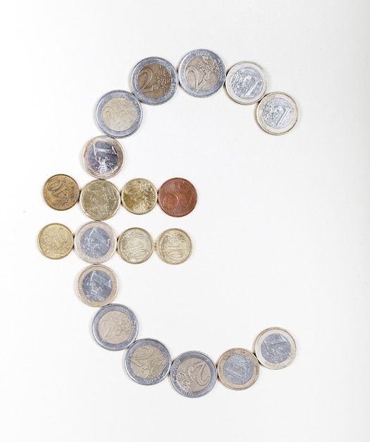 Free photo coins creating the euro sign