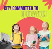 Free photo collage of city committed to education