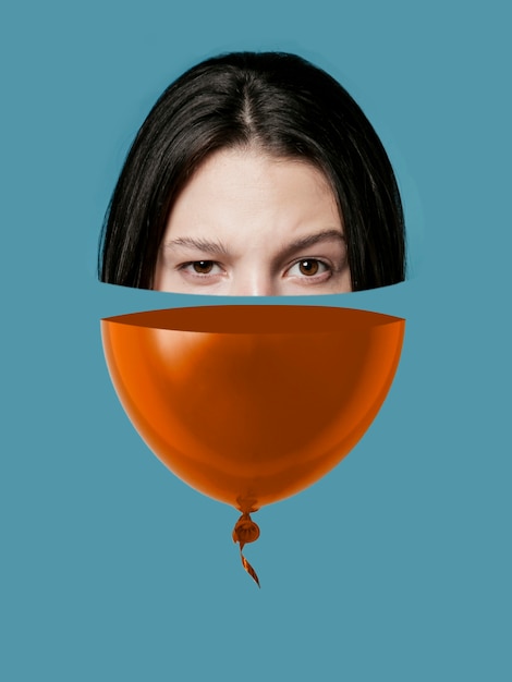 Free Photo collage with half balloon and half face