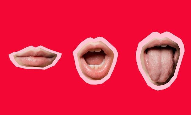 Free photo collage with shapes of mouth position