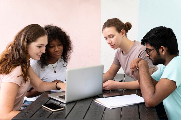 Colleagues studying together for an exam