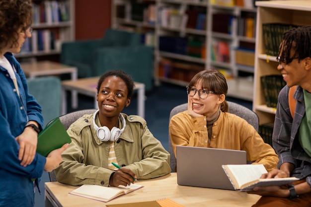 Colleagues studying in the university library