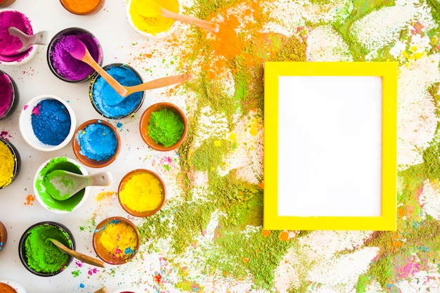 Free photo collection of bowls with bright dry colors near frame and piles of colours