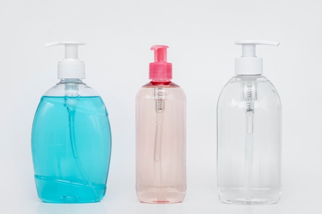 Collection of different bottles of liquid soap