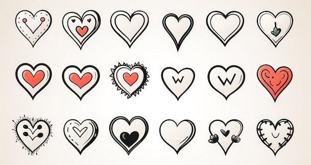 Free photo collection of drawn hearts in flat style valentines day greeting card design