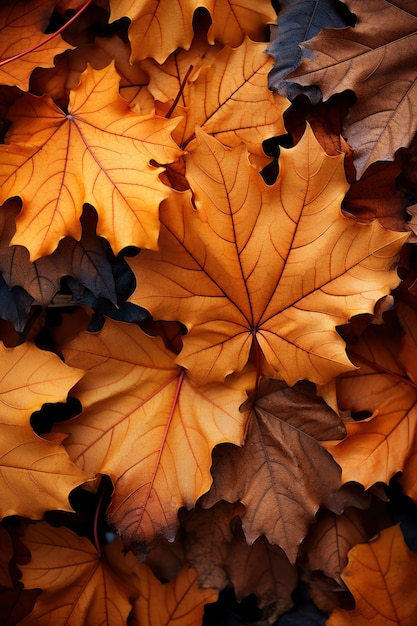 Collection of dry fall leaves