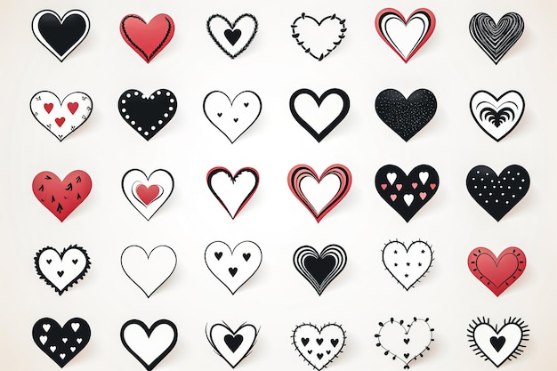 Free Photo collection of hand drawn hearts in flat style