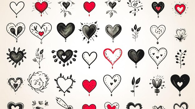 Free Photo collection of hand drawn hearts in flat style