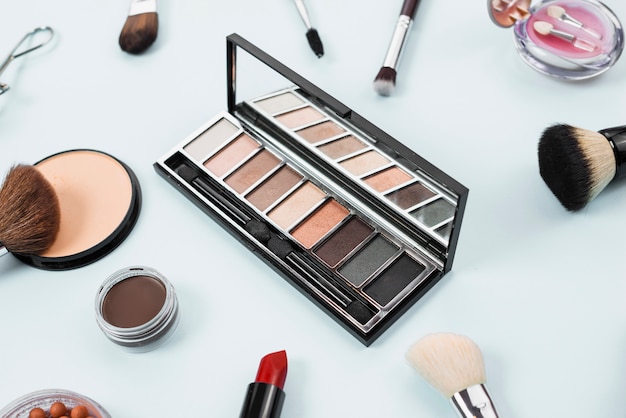 Free Photo collection of makeup essential on light background