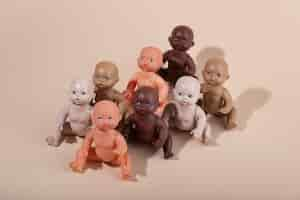 Free photo collection of plastic baby dolls for children with diverse skin colors