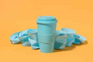 Free photo collection of plastic cups with copy space