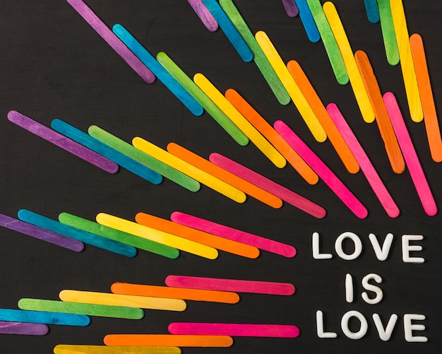 Free photo collection of sticks in bright lgbt colors and love is love words