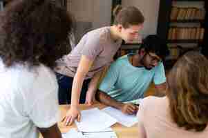 Free photo college colleagues studying together