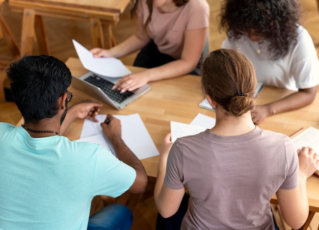 Free photo college mates studying together