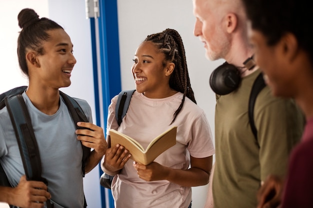 Free photo college students of different ethnicities cramming