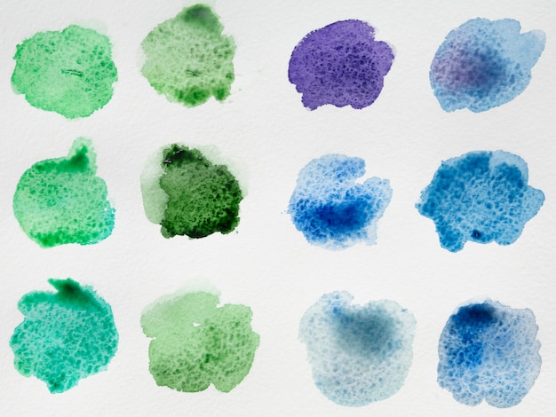 Color palette of watercolor stains