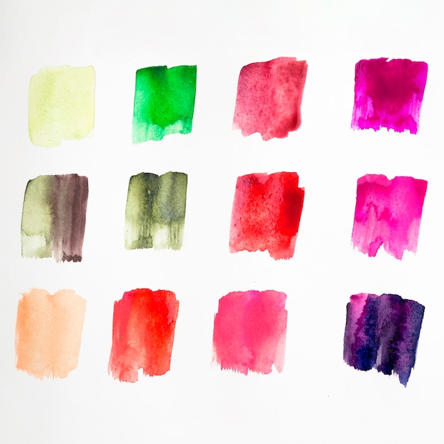 Color palette of watercolor stains