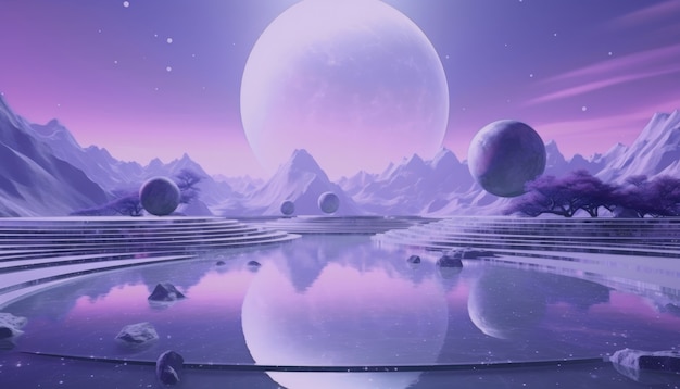 Color of the year purple tones abstract landscape with fantasy aesthetic