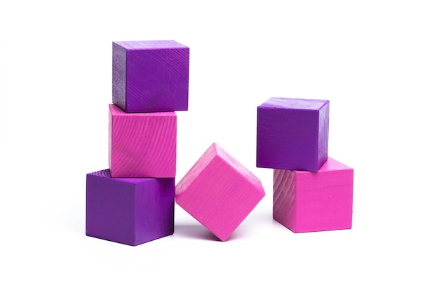 Free Photo colored children cubes on white isolated background